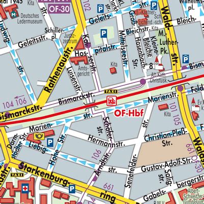 Stadtplan für Rathenaustr., Offenbach am Main, 630 DE .